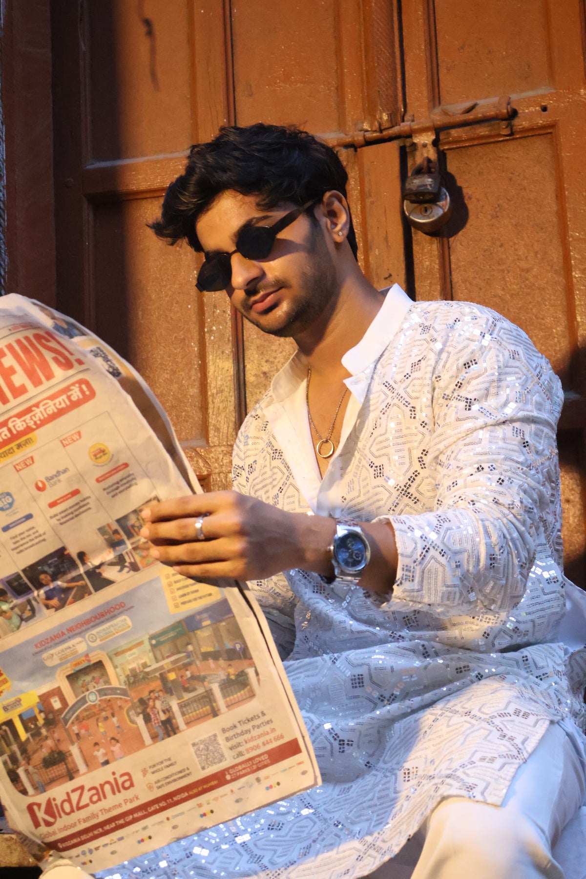 White Geometric Dazzle Kurta