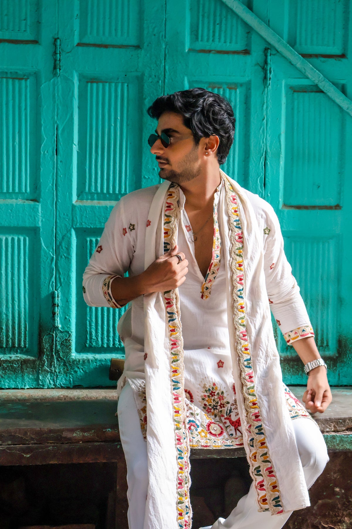 Beige Floral Pattern Kurta