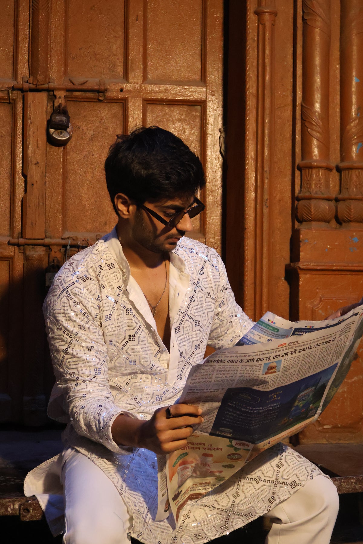 White Geometric Dazzle Kurta